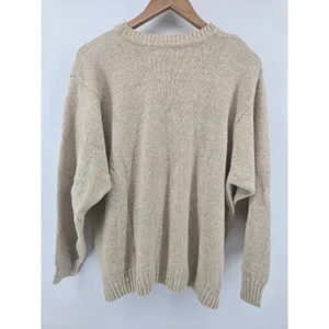 Elisabeth Sweater Womens 1 Argyle Tan Cotton Ramie Knit EUC thumbnail 3