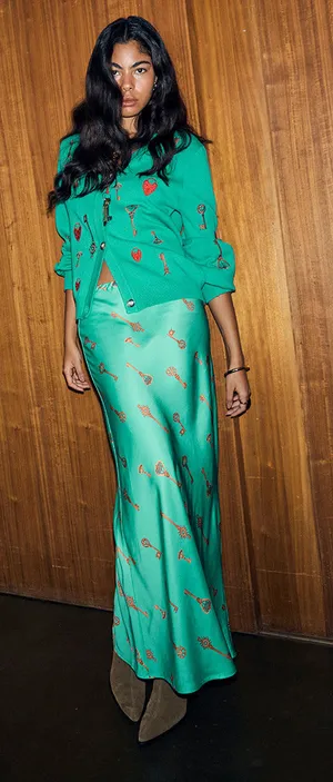Revolve NWT Never Fully Dressed Dorris Key Print Maxi Skirt thumbnail 1