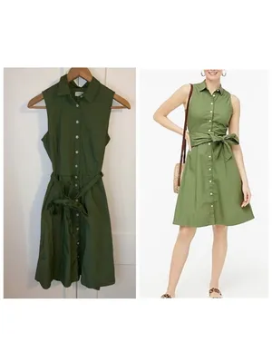 J.Crew $98 Woman’s Size 2 Sleeveless Button-Down Summer Midi Dress with Belt thumbnail 2