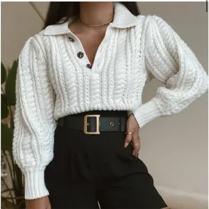 Zara Chunk Knitted Cream Crop Sweater S thumbnail 8