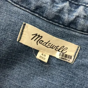 Madewell Denim Short-Sleeve Popover Shirtdress Mini Collar Pockets Blue XS thumbnail 4