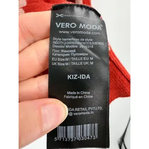 Vero Moda Dotty Sweater Womens M Spice Red Polka Dot Oversized Boatneck Retro thumbnail 5