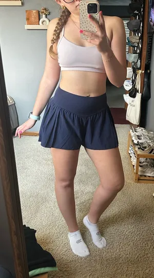 Offline by Aerie Navy Pleated Shorts thumbnail 1