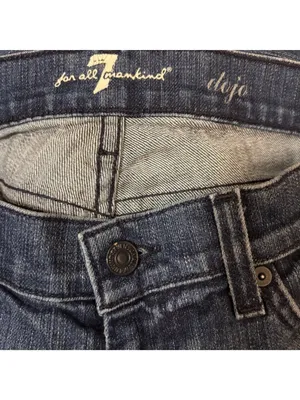 7 For All Mankind Dojo Jeans Women's 29 Low Rise Flare Dark Blue Vintage Y2K thumbnail 5