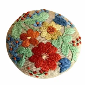 Vintage Hand Embroidered Floral Brooch thumbnail 5