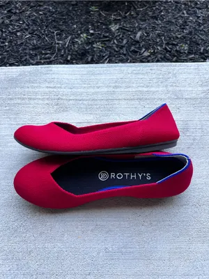 Rothy's Red Knit Woman’s Slip-On Round Toe Ballet Flats Size W8.5 thumbnail 6