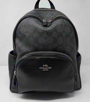 Coach Court Signature Canvas Pebble Leather Backpack Black Women One Size thumbnail 1