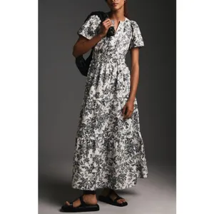 ANTHROPOLOGIE Somerset Maxi Dress in Grey Multi Size Small thumbnail 4
