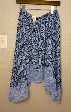 Aerie whimsy blue lace asymmetrical ruffle skirt cottagecore small new thumbnail 1