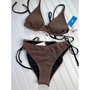 NWT Cupshe Lot of 4 Bikinis Oceanside Charm & Pink Textured Halter Swimsuit Sz M thumbnail 5