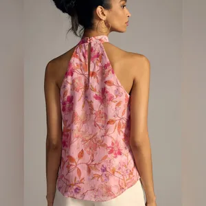 Misa Los Angeles‎ $265 Anka Halter Top Pink Floral Spring Feminine Blouse thumbnail 3