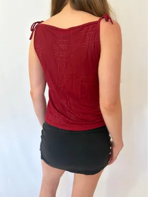 Red Slinky Cowl Neck Sparkly Top with Ties Size M thumbnail 3