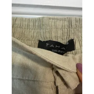 Tahari Womens Olive Green Linen Blend Utility Cargo Pants High Rise Size Medium thumbnail 10