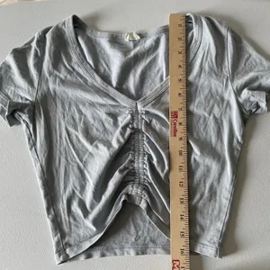 Wilfred Free Ruched Crop Top Tee Light Blue Cotton Boho Women's Size 2XS thumbnail 8