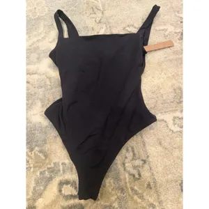 SKIMS Fits Everybody Square Neck Thong Bodysuit Onyx Black Size XS NWT $60 thumbnail 5