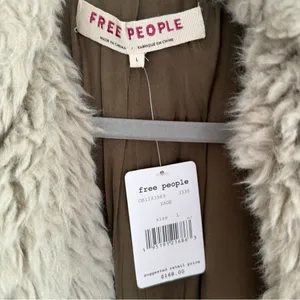 Free People Honeypie Teddy Jacket Shag‎ Faux Fur Coat Large thumbnail 5