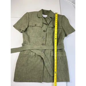 Dressbarn Olive Green Safari Style Short Sleeve Belted Shirt‎ Dress Sz 4 thumbnail 5