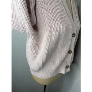 Quince Sweater Cardigan Womens M Pink 100% Organic Cotton V Neck Chunky Knit thumbnail 5