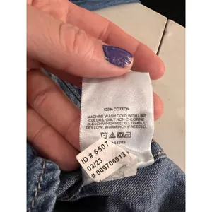 Express Blue Cotton Denim Puffed Long Sleeve Button Front Blouse Size XS thumbnail 7
