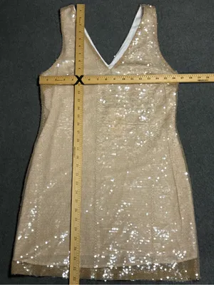 🆕 A New Day Womens Champagne Sequin V-Neck Mini Dress Size XS thumbnail 5