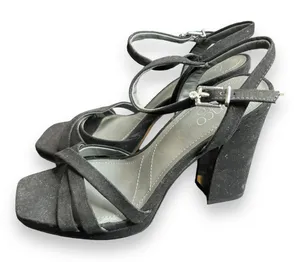 Franco Sarto Womens Size 6M‎ Damilis Platform Sandal Black Galaxy Sparkle Heel thumbnail 1