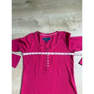 EUC Womens American Eagle y2k vintage henley thermal pink stretch size M thumbnail 6