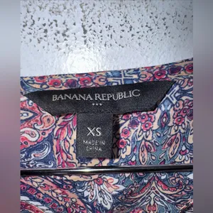 Banana Republic Factory XS Paisley Boho‎ Peasant Peplum Blouse Balloon Sleeve thumbnail 4