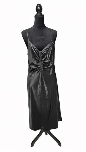 A New Day Women’s Black Satin Slip Dress Size L Midi Adjustable Straps Women thumbnail 1