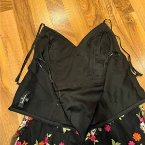 Lulus black mini embroidered sheer overlay dress floral small EUC wedding‎ thumbnail 6