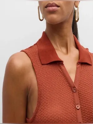 FRAME Women’s Mesh Lace Sleeveless Polo size L thumbnail 2