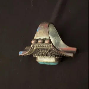 Womens Vintage Ring Size 6 Faux Turquoise Stone On Silver Ornate Rectangle thumbnail 4