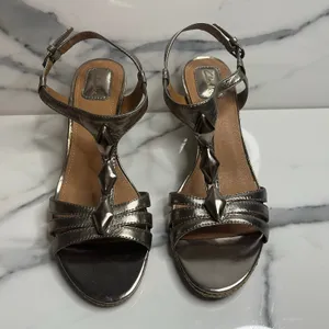 Clarks Women's Metallic Leather Strappy Summer Laguna Jewel Wedge Sandals Sz 9 thumbnail 2