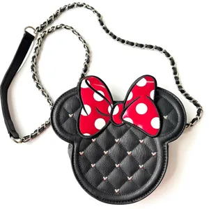 Disney Loungefly Minnie Mouse Ear Crossbody Bag Black Quilted Bow Chain Strap thumbnail 1