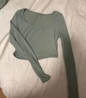 Long Sleeve Green Crop Top Size XS thumbnail 1