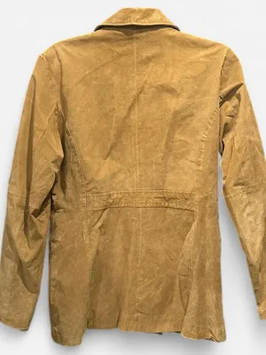 Vintage Y2K Rue21 Genuine Suede Tan Double Breasted Jacket Medium Boho thumbnail 4