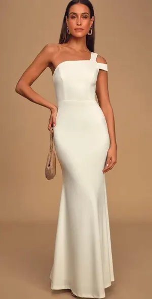 Lulus New Make an Entrance White One-Shoulder Mermaid Maxi Dress Size 1X thumbnail 1