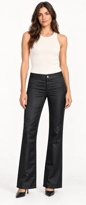 Alice + Olivia Black Satin Low Rise Bootcut Flare Pants Y2K Size 6 thumbnail 1