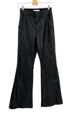 Abercrombie and Fitch Pants Flared Split Hem Vegan Leather Black Size 27 4‎ thumbnail 1