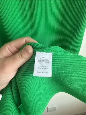 Meshki Green Rib Knit Strapless Tube Maxi Dress Skirt Stretch S thumbnail 5