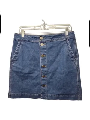 LOFT denim button down mini skirt 8 western/rodeo Texas Nashville thumbnail 2