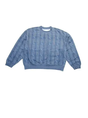 NWT Rag & Bone Miramar Cable-Effect Sweatshirt in Indigo Cotton Fleece M thumbnail 5