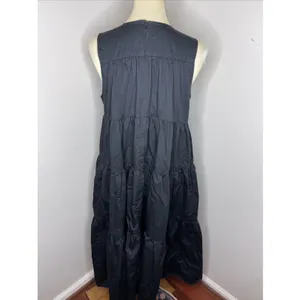 Co Essentials‎ Black Sleeveless Tiered Poplin Midi Dress Medium M thumbnail 4