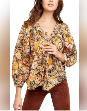 Free People We The Free Women’s Cool Meadow Long Sleeve Top Size S thumbnail 1