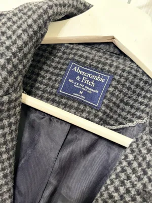 Abercrombie & Fitch Houndstooth Wool Blend Overcoat Quiet Luxury Preppy Classic Size M thumbnail 4