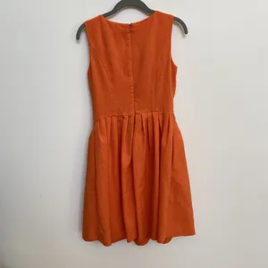 Ellen Tracy Orange Linen Blend Sleeveless Fit & Flare Dress Size‎ 2 thumbnail 6