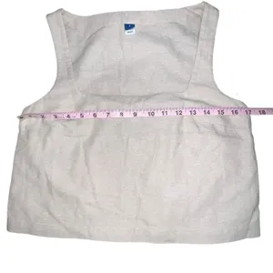 Old Navy Cropped Square Neck Linen-Blend Tank Top Small Neutral Tan‎ Minimalist thumbnail 5