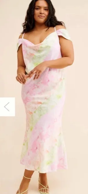Anthropologie Eloquii Women's Off Shoulder Bias Dress Size 18 Pink thumbnail 1