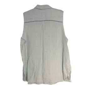Chicos Light Blue Striped Sleeveless Linen Button Up Shirt Top US Size‎ 4 thumbnail 9