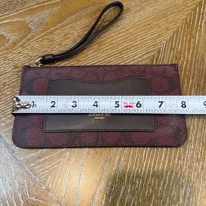 Coach Signature Slim Wristlet Card Case Burgundy Black Brown thumbnail 6
