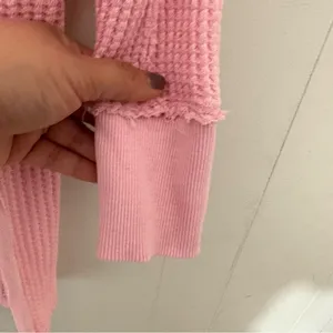 Free People We The Free Travis Waffle Knit Thermal Top Pink XS Oversized thumbnail 4